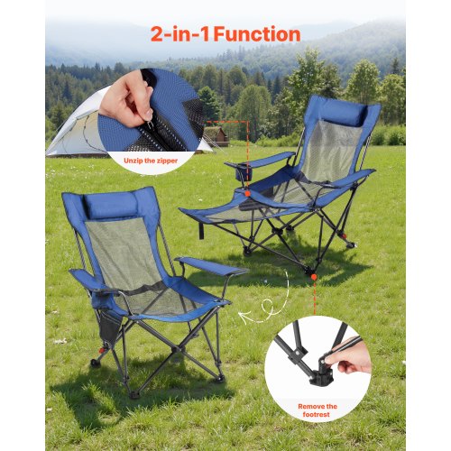 Reclining Camping Chair 4 Adjustable Positions Portable Folding Lounger 2