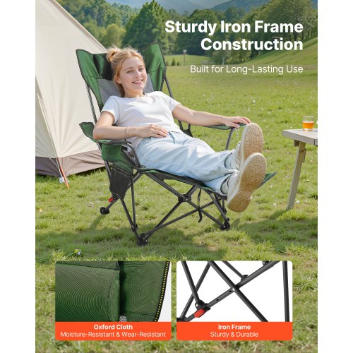 Reclining Camping Chair 4 Adjustable Positions Portable Folding Lounger 3