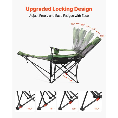 Reclining Camping Chair 4 Adjustable Positions Portable Folding Lounger 3