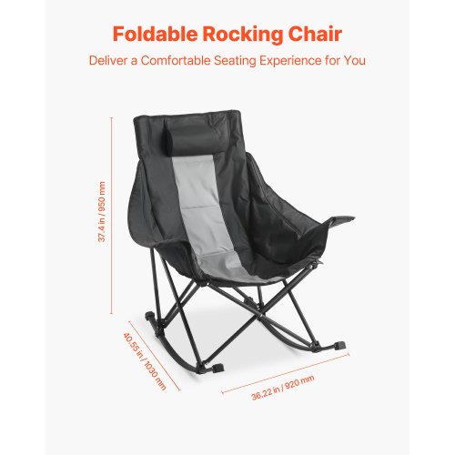 Rocking Camping Chair Portable Folding Rocker HeavyDuty Lawn Chair