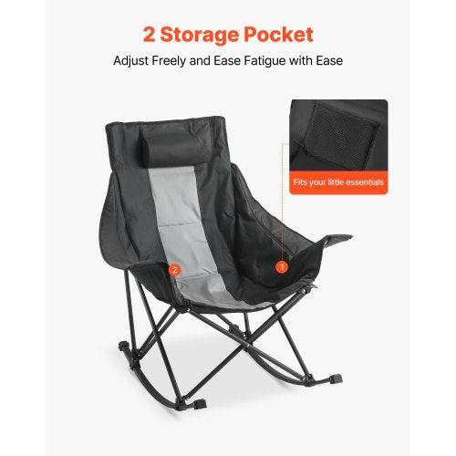 Rocking Camping Chair Portable Folding Rocker HeavyDuty Lawn Chair