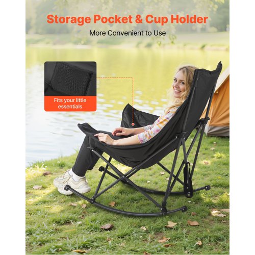 Rocking Camping Chair Portable Folding Rocker HeavyDuty Lawn Chair