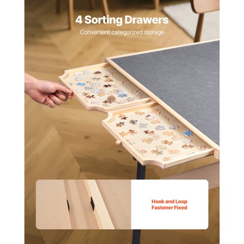 1500 Piece Puzzle Table with Legs 4 Drawers and Cover 34x25 in Portable