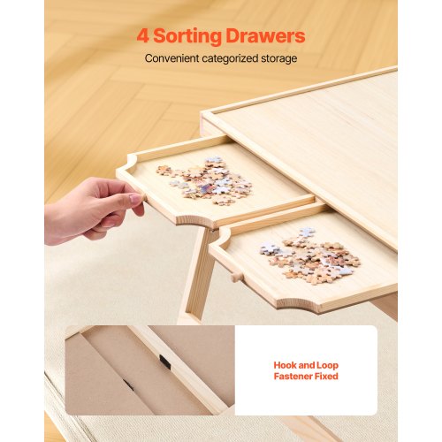 1500 Piece Puzzle Table with Folding Legs 4 Drawers and Cover 34x25 in Portable