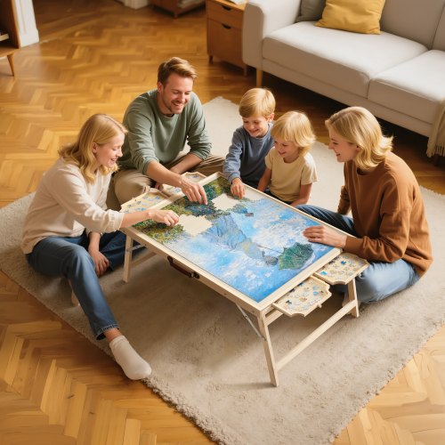 1500 Piece Puzzle Table with Folding Legs 4 Drawers and Cover 34x25 in Portable