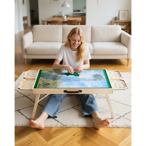 1500 Piece Puzzle Table with Folding Legs 4 Drawers and Cover 34x25 in Portable 2