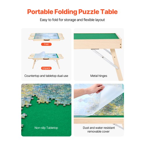 1500 Piece Puzzle Table with Folding Legs 4 Drawers and Cover 34x25 in Portable 2