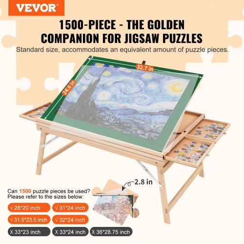 1500 Piece Puzzle Table with Folding Legs 4 Drawers and Cover 327x246