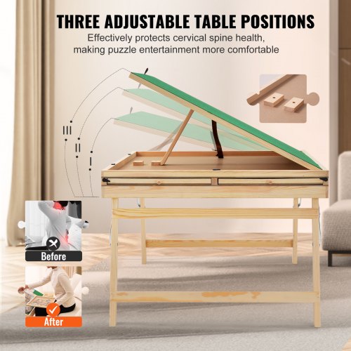 1500 Piece Puzzle Table with Folding Legs 4 Drawers and Cover 327x246