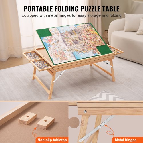 1500 Piece Puzzle Table with Folding Legs 4 Drawers and Cover 327x246