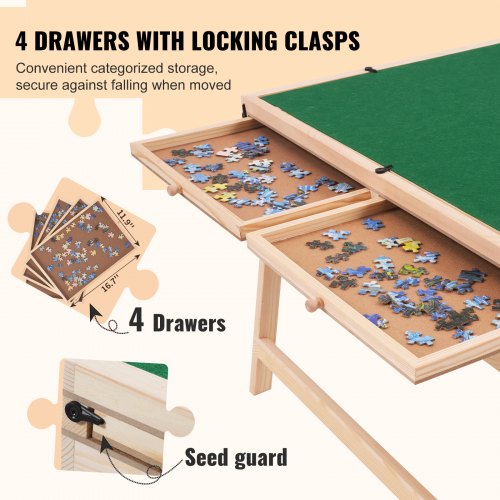 1500 Piece Puzzle Table with Folding Legs 4 Drawers and Cover 327x246