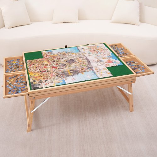 1500 Piece Puzzle Table with Folding Legs 4 Drawers and Cover 327x246