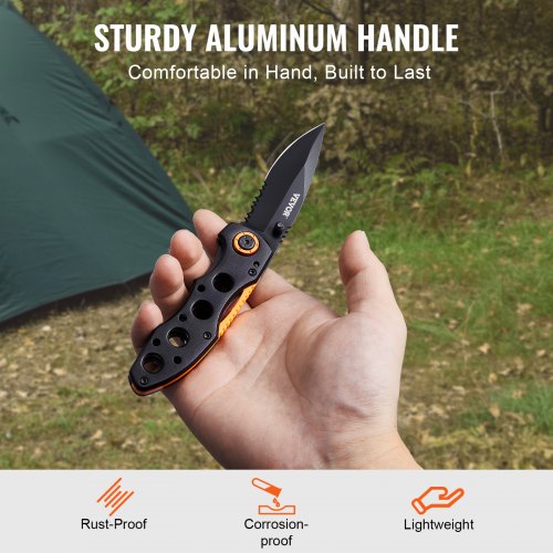 Folding Pocket Knife 3 in7.6 cm 7Cr17Mov Blade Aluminum Handle Small EDC