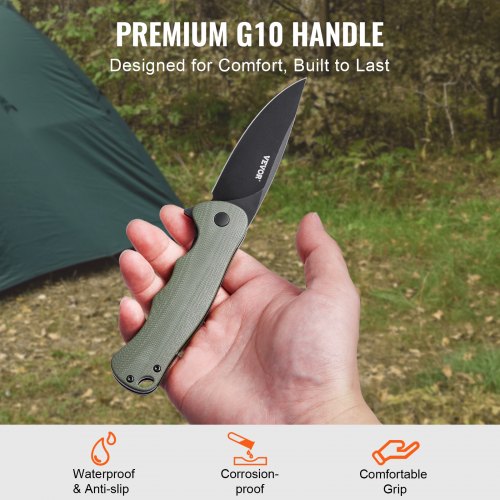 Folding Pocket Knife 35 in8.8 cm D2 Steel Blade G10 Handle Small EDC