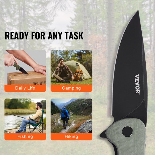 Folding Pocket Knife 35 in8.8 cm D2 Steel Blade G10 Handle Small EDC