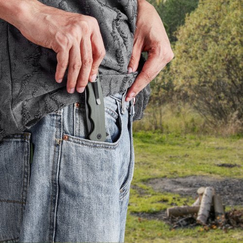 Folding Pocket Knife 35 in8.8 cm D2 Steel Blade G10 Handle Small EDC