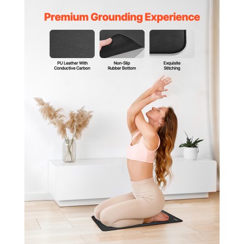 Grounding Mat 24 x 16 in AntiSlip PU Leather Earthing Mat 2 Packs with 15 ft