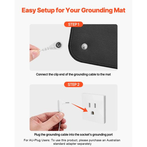 Grounding Mat 24 x 16 in AntiSlip PU Leather Earthing Mat 2 Packs with 15 ft