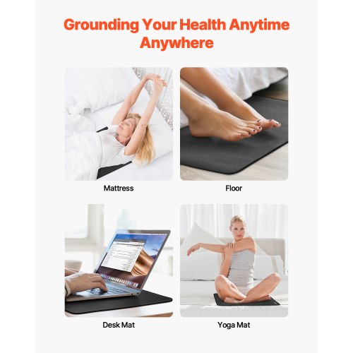Grounding Mat 24 x 16 in AntiSlip PU Leather Earthing Mat 2 Packs with 15 ft