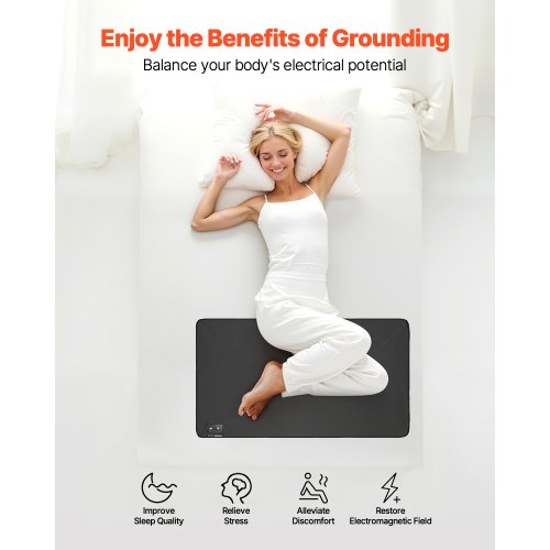 Grounding Mat 27 x 39 in AntiSlip PU Leather Earthing Mat with 15 Feet