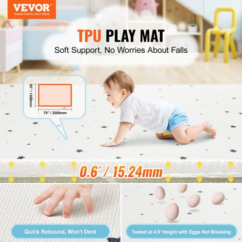 Baby Play Mat 55x79 Baby Crawling Mat NonSlip OnePiece Soft Baby