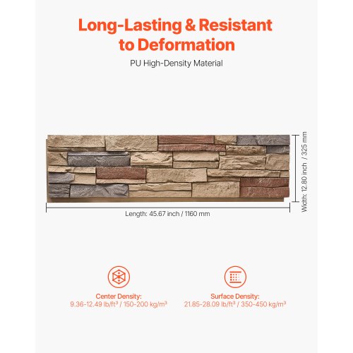 Faux Stacked Stone Panel 456 x 12.8 in Artificial Stone Wall Panels