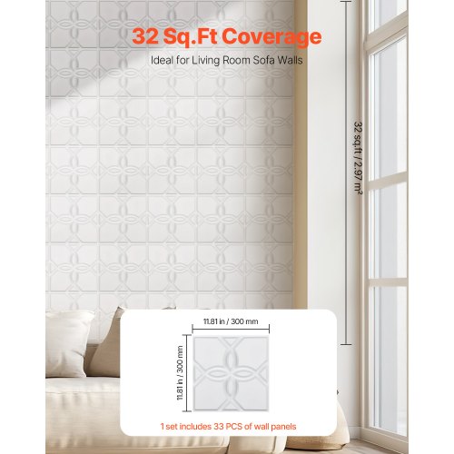 3D Wall Panels 33Pack 1181 x 1181 in PVC Modern Art Minimalist Floral