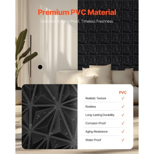 3D Wall Panels 33Pack 1181 x 1181 in PVC Modern Art Minimalist Diamond