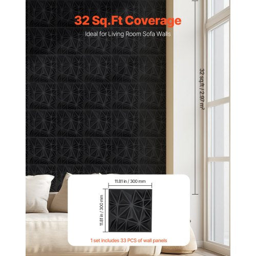 3D Wall Panels 33Pack 1181 x 1181 in PVC Modern Art Minimalist Diamond