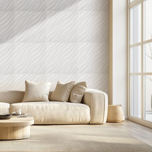 3D Wall Panels 12Pack 197 x 19.7 in PVC Modern Art Minimalist Wave Tiles