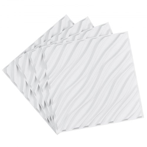 3D Wall Panels 12Pack 197 x 19.7 in PVC Modern Art Minimalist Wave Tiles