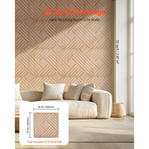 3D Wall Panels 12Pack 197 x 19.7 in PVC Modern Art Minimalist Salt Tiles