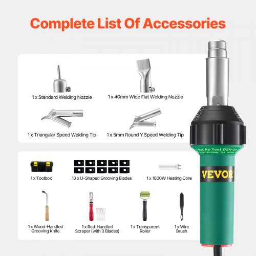 Hot Air Plastic Welder 1600W Hot Air Torch Pistol 1221112 PVC TPO Vinyl