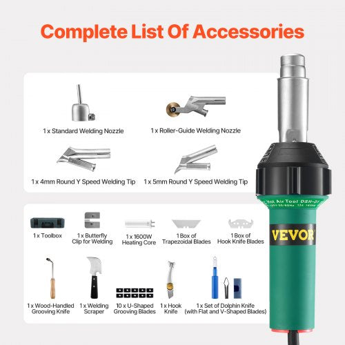Hot Air Plastic Welder 1600W Hot Air Torch Pistol 1221112 PVC TPO Vinyl
