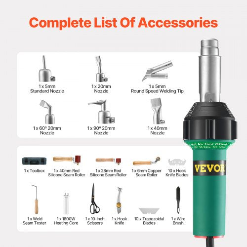 Hot Air Plastic Welder 1600W Hot Air Torch Pistol 1221112 PVC TPO Vinyl