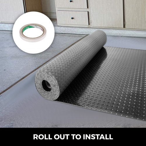 Garage Floor Mats 2 Rolls 17 x 3.6 Ft Garage Mat 2.5mm Thickness Black