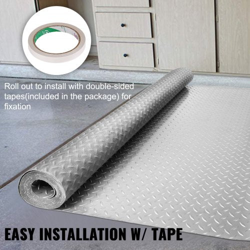 Garage Floor Mat 49x13ft Vinyl Garage Flooring Roll AntiSlide Diamond