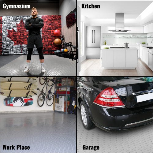 Garage Floor Mat 49x13ft Vinyl Garage Flooring Roll AntiSlide Diamond