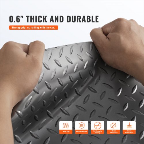 Garage Floor Mat 49x19ft Vinyl Garage Flooring Roll AntiSlide Diamond