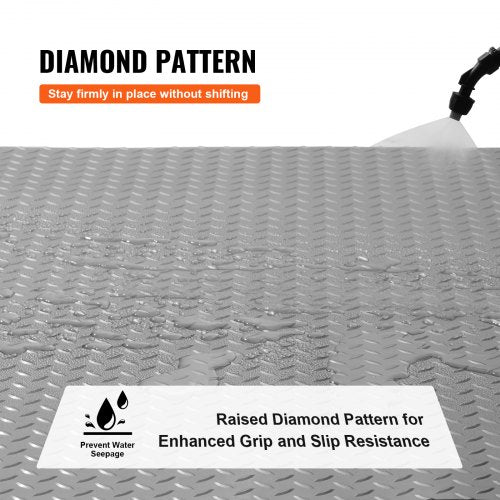 Garage Floor Mat 49x19ft Vinyl Garage Flooring Roll AntiSlide Diamond