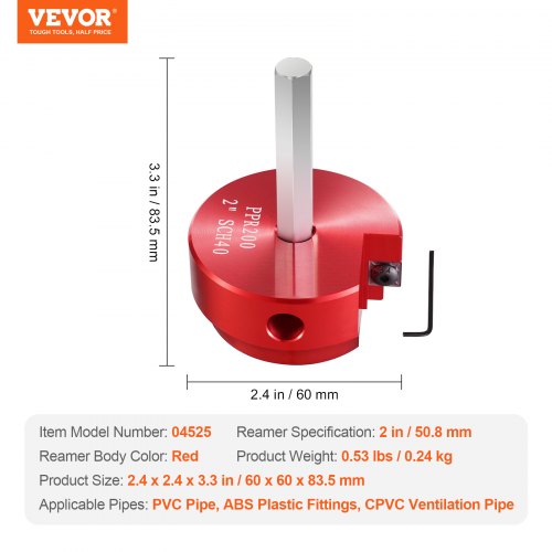 2 In PVC Pipe Reamer Aluminum Alloy PVC Pipe Fitting Saver for Use with SCH 40