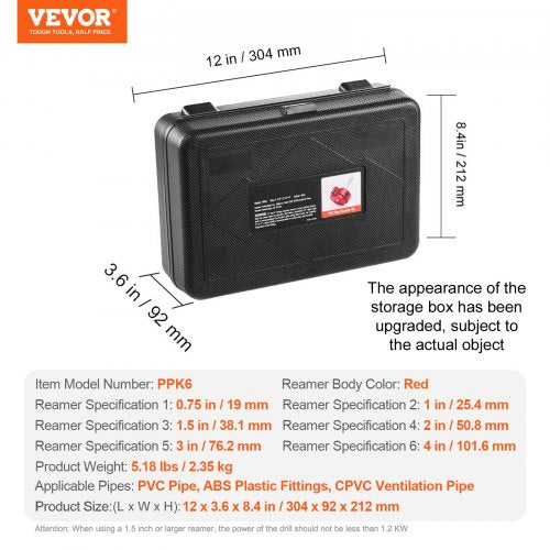 PVC Pipe Reamer Kit Aluminum Alloy PVC Pipe Fitting Reamer Plumbing Tools