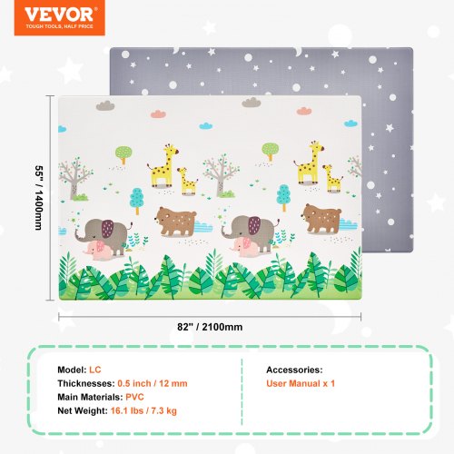 Baby Play Mat 55x82 Baby Crawling Mat NonSlip OnePiece Soft