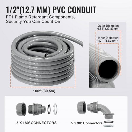 12Inch Flexible Electrical Conduit 100 ft PVC LiquidTight Conduit
