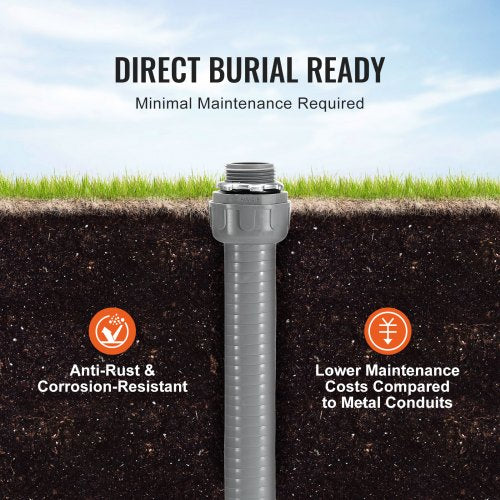 12Inch Flexible Electrical Conduit 100 ft PVC LiquidTight Conduit