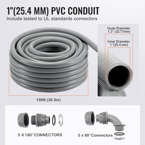 1Inch Flexible Electrical Conduit 100 ft PVC LiquidTight Conduit