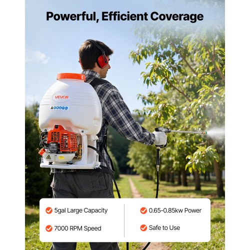 Gas Powered Backpack Sprayer 265CC9HP Engine Garden Sprayer with 5