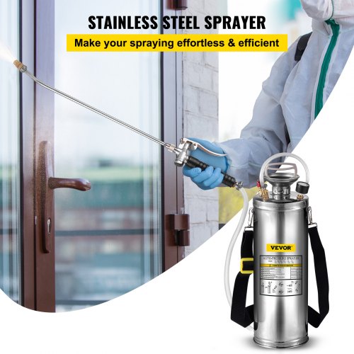 3 Gallon Stainless Steel Sprayer 20 Wand 3FT Reinforced Hose Hand Pump