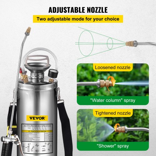 3 Gallon Stainless Steel Sprayer 20 Wand 3FT Reinforced Hose Hand Pump