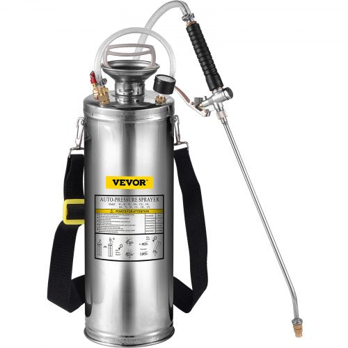 3 Gallon Stainless Steel Sprayer 20 Wand 3FT Reinforced Hose Hand Pump